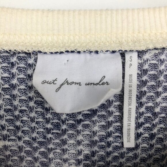 Urban Outfitters Out From Under  Blue & White Lace-Up Knit Henley Top size S - Picture 5 of 13